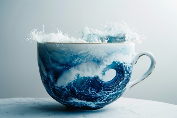 A cup with crushing ocean waves inside. Picture Board by Michael Piepgras