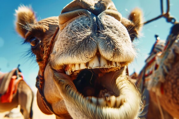 Close up of a camel laughing in to the camera. Picture Board by Michael Piepgras