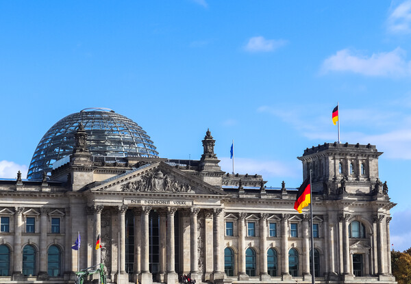 Building of the German Reichstag in Berlin on the holiday on 3 October Picture Board by Michael Piepgras