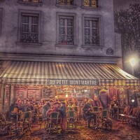Buy canvas prints of French Paris cafe scene by Laura Simons