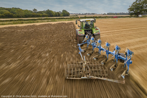 Fendt Tractor Ploughing Picture Board by Chris Gurton