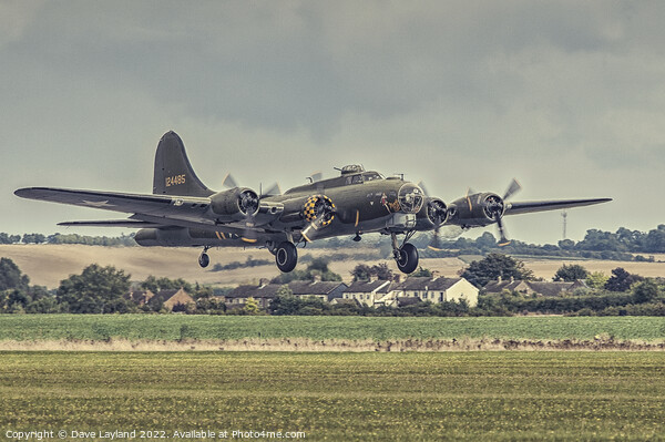 Boeing B-17 Bomber taking off Picture Board by Dave Layland