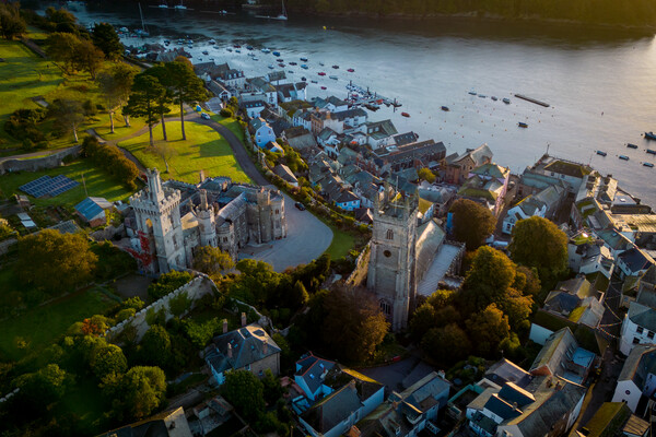 Fowey Church and Place House Picture Board by Apollo Aerial Photography