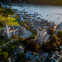 Buy canvas prints of Fowey Church and Place House by Apollo Aerial Photography