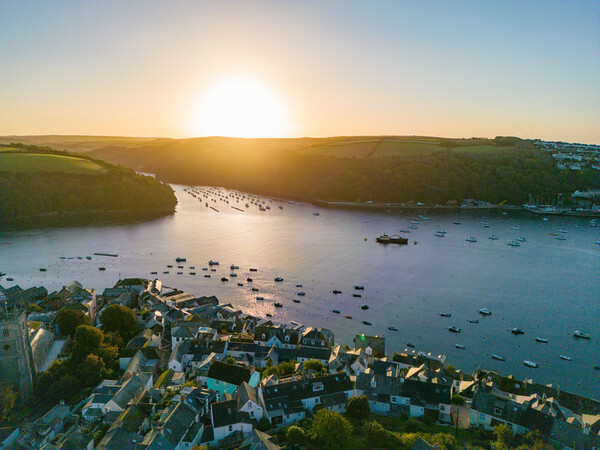 Fowey Cornwall Sunrise Picture Board by Apollo Aerial Photography