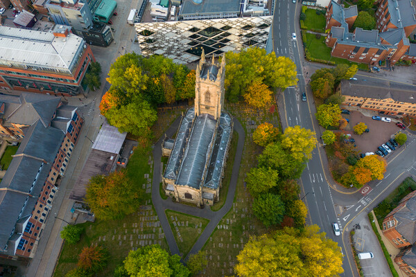 St Georges Church Sheffield Picture Board by Apollo Aerial Photography