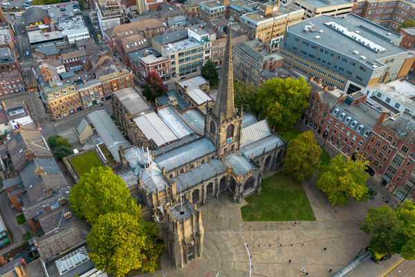 Sheffield Cathedral Picture Board by Apollo Aerial Photography
