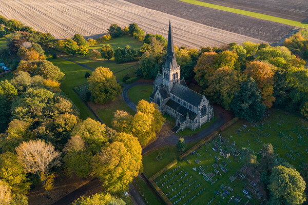 Wentworth Church Rotherham In Autumn Picture Board by Apollo Aerial Photography
