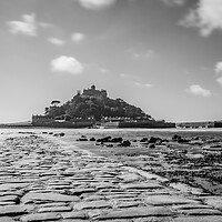 Buy canvas prints of St Michaels Mount Black and White by Apollo Aerial Photography