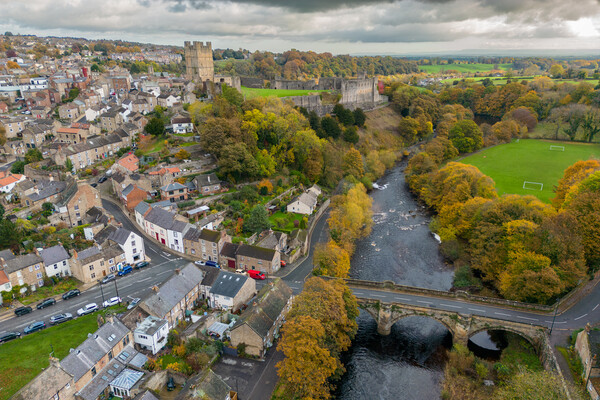Richmond Castle and the River Swale Picture Board by Apollo Aerial Photography