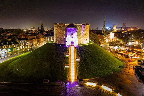 Cliffords Tower, York Castle Picture Board by Apollo Aerial Photography