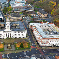 Buy canvas prints of Barnsley Town Hall and University Campus by Apollo Aerial Photography