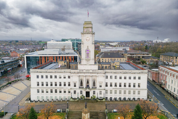 Barnsley Town Hall Picture Board by Apollo Aerial Photography