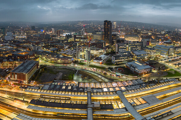 Sheffield City At Night Picture Board by Apollo Aerial Photography