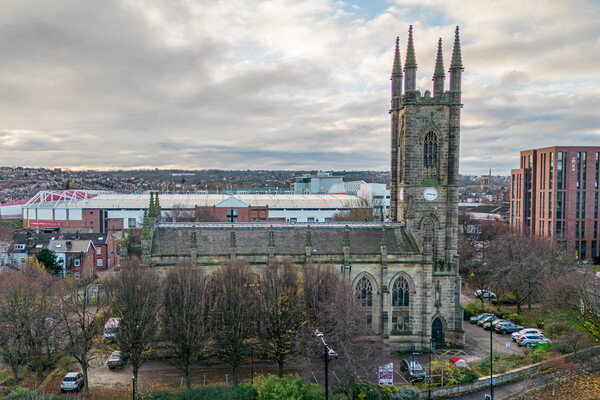 St Marys Church Sheffield Picture Board by Apollo Aerial Photography