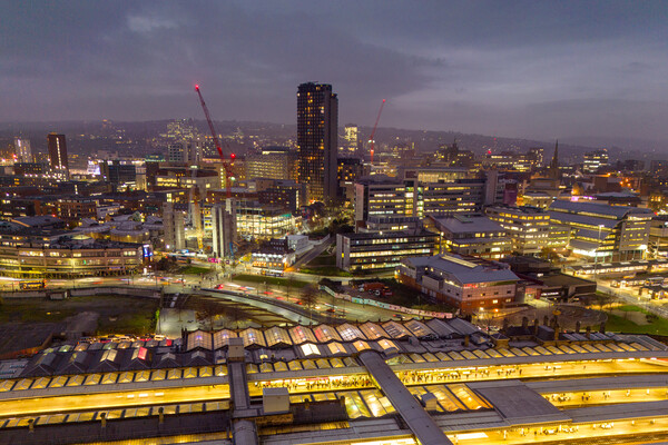 Sheffield City At Night Picture Board by Apollo Aerial Photography
