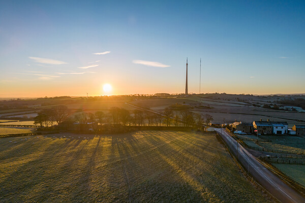 Emley Moor TV Mast Sunrise Picture Board by Apollo Aerial Photography