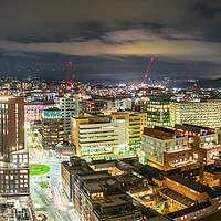 Buy canvas prints of Sheffield Skyline at Night by Apollo Aerial Photography