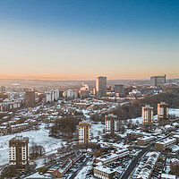 Buy canvas prints of Sheffield Skyline Snow by Apollo Aerial Photography