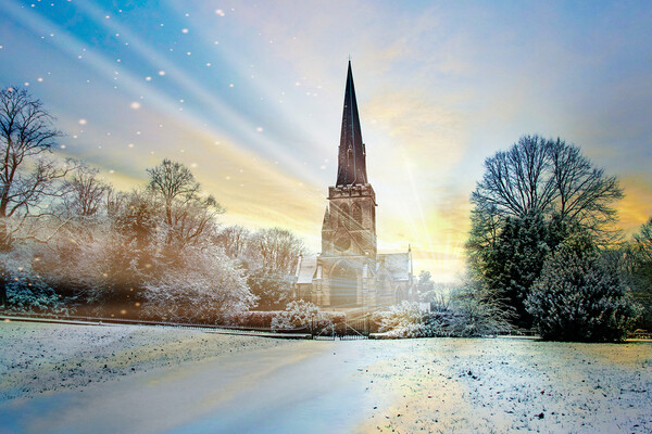 Wentworth Church Christmas Picture Board by Apollo Aerial Photography