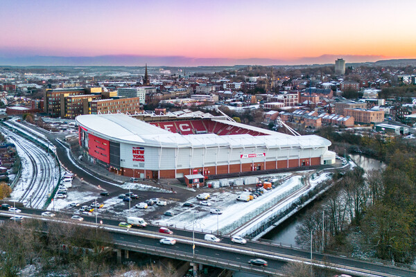 The New York Stadium Winter Sunrise Picture Board by Apollo Aerial Photography