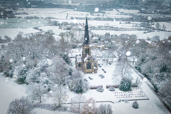 Wentworth Church Christmas Scene Picture Board by Apollo Aerial Photography