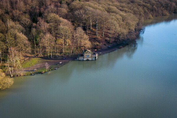 Newmillerdam Boathouse Picture Board by Apollo Aerial Photography