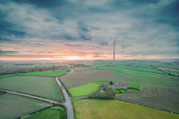 Emley Moor Sunrise Picture Board by Apollo Aerial Photography