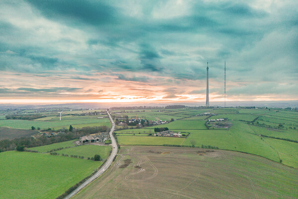 Emley Moor Sunrise Picture Board by Apollo Aerial Photography