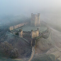 Buy canvas prints of Conisbrough Castle Mist by Apollo Aerial Photography