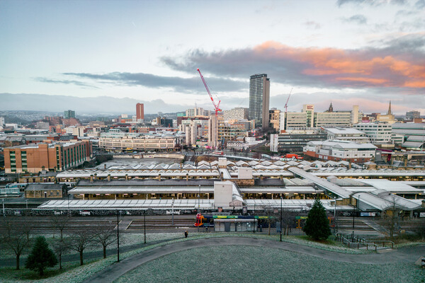 Sheffield Skyline Sunrise Picture Board by Apollo Aerial Photography