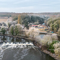 Buy canvas prints of Sprotbrough The Boat Inn and Weir by Apollo Aerial Photography