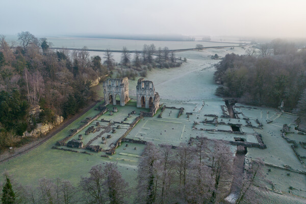 Roche Abbey Morning Mist Picture Board by Apollo Aerial Photography