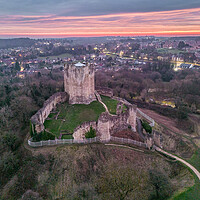 Buy canvas prints of Conisbrough Castle Sunrise by Apollo Aerial Photography