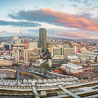 Buy canvas prints of Sheffield Skyline Sunrise by Apollo Aerial Photography