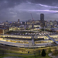 Buy canvas prints of Sheffield Skyline Lightning by Apollo Aerial Photography