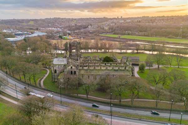 Kirkstall Abbey Sunset Picture Board by Apollo Aerial Photography