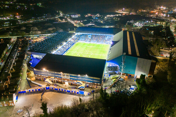 Hillsborough Football Stadium at Night Picture Board by Apollo Aerial Photography