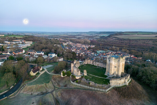 Conisbrough Castle Full Moon  Picture Board by Apollo Aerial Photography