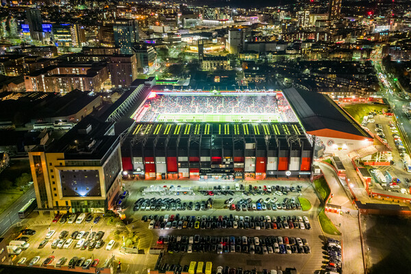 Bramall Lane Night Picture Board by Apollo Aerial Photography