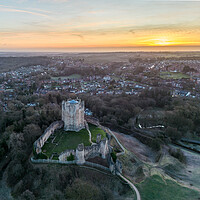 Buy canvas prints of Conisbrough Castle Sunrise by Apollo Aerial Photography