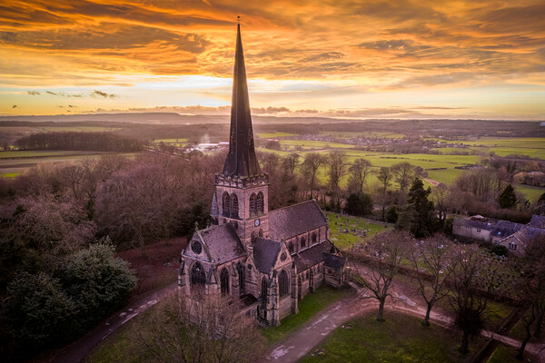Wentworth Church Sunset Picture Board by Apollo Aerial Photography
