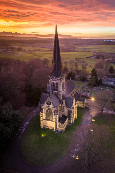 Wentworth Church Sunset Picture Board by Apollo Aerial Photography