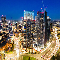 Buy canvas prints of Manchester Skyline at Night by Apollo Aerial Photography