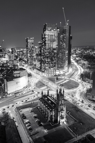 Manchester Black and White Picture Board by Apollo Aerial Photography