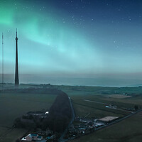 Buy canvas prints of Aurora over Emley Moor by Apollo Aerial Photography