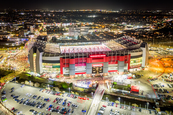 Old Trafford at Night Picture Board by Apollo Aerial Photography