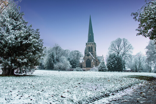 Wentworth Church Snow Picture Board by Apollo Aerial Photography