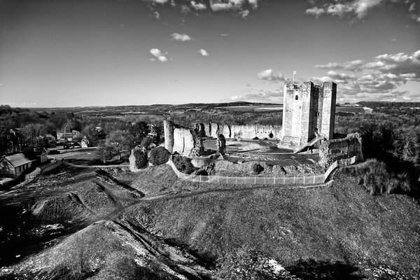 Conisbrough Castle Black and White. Picture Board by Apollo Aerial Photography