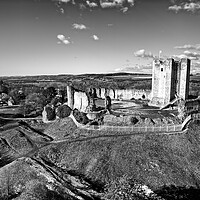 Buy canvas prints of Conisbrough Castle Black and White. by Apollo Aerial Photography